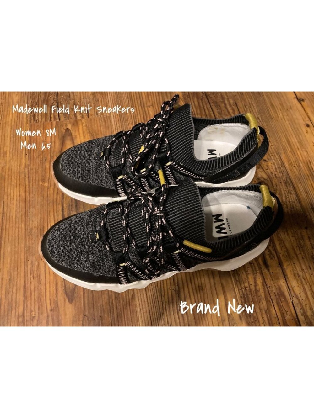 Madewell Field Knit Sneakers Black Granite Multi Women’s 8 US  Men 6.5 Brand New